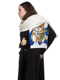 Moschino Teddy Bear-Graphic Wool Scarf — White
