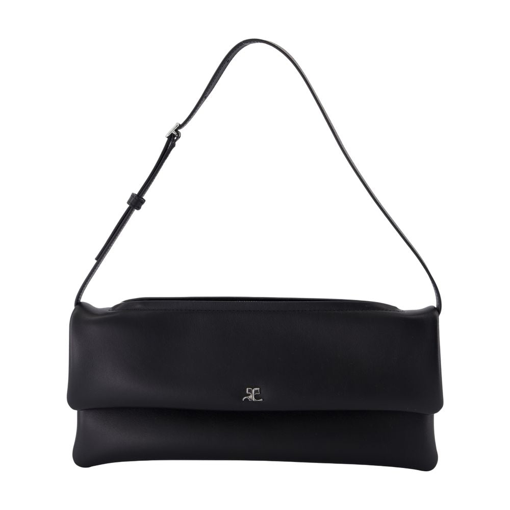 Courreges Leather Cuff Pouch Clutch — Black