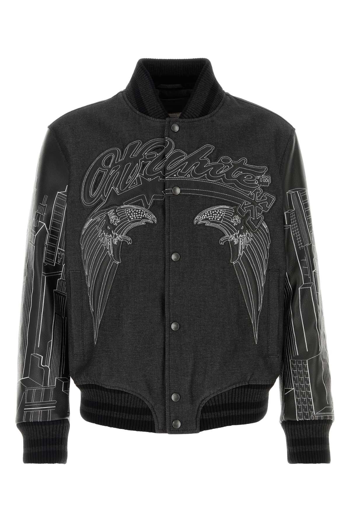 Off-White Wing-Embroidered Wool Blend Jacket — Black
