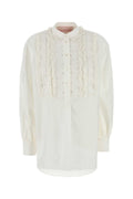 Valentino Garavani Lace-Trimmed Cotton-Linen Shirt — White