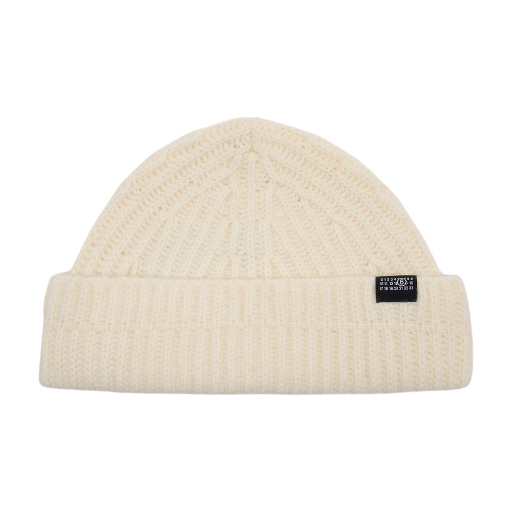 MM6 Maison Margiela S52TB0016-M13285-102 Ribbed Wool Beanie — White