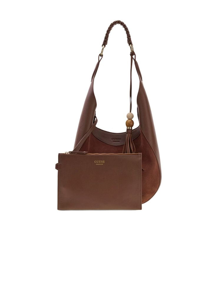 Guess Nina Hobo Bag — Brown
