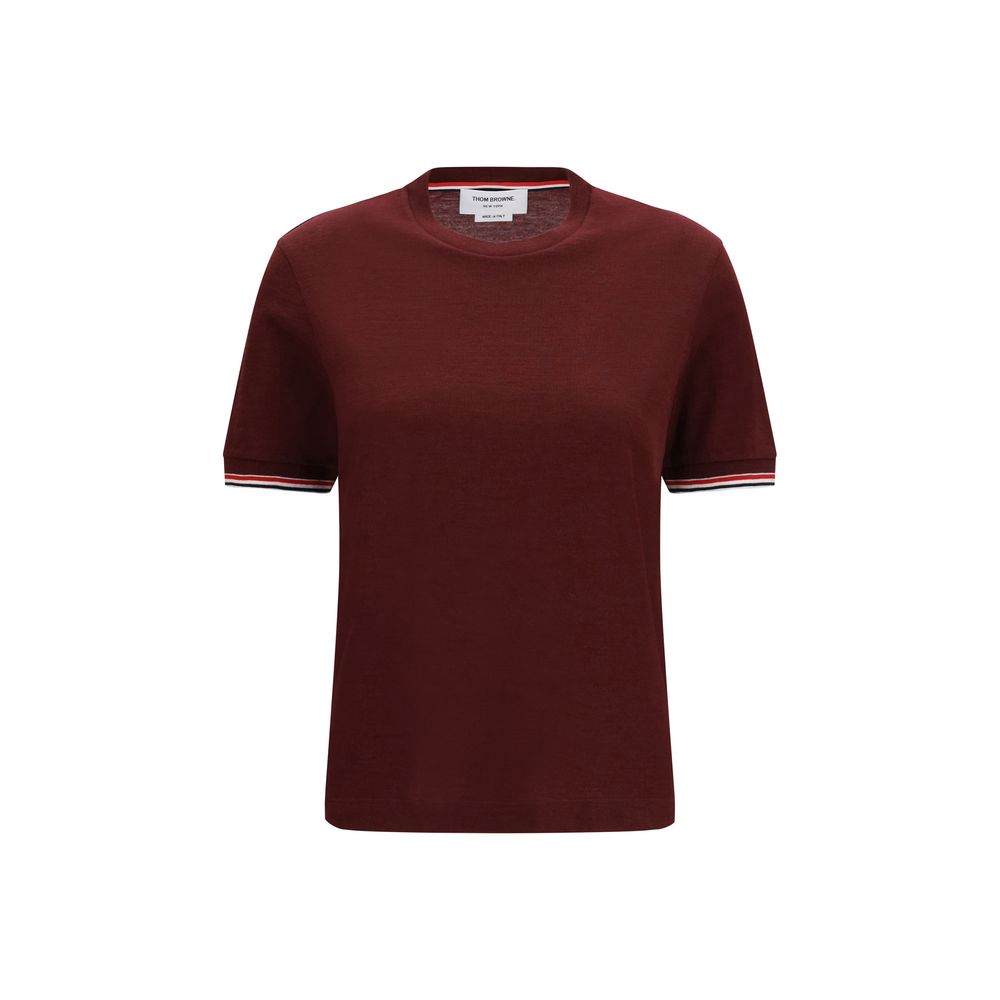 Thom Browne Merino Wool Blend T-Shirt — Burgundy