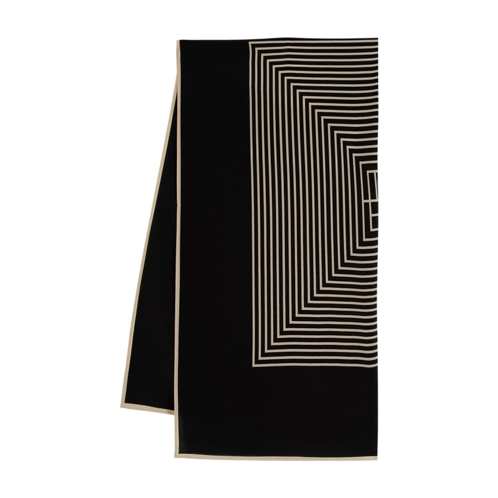Toteme Geometric-Patterned Silk Scarf — Black