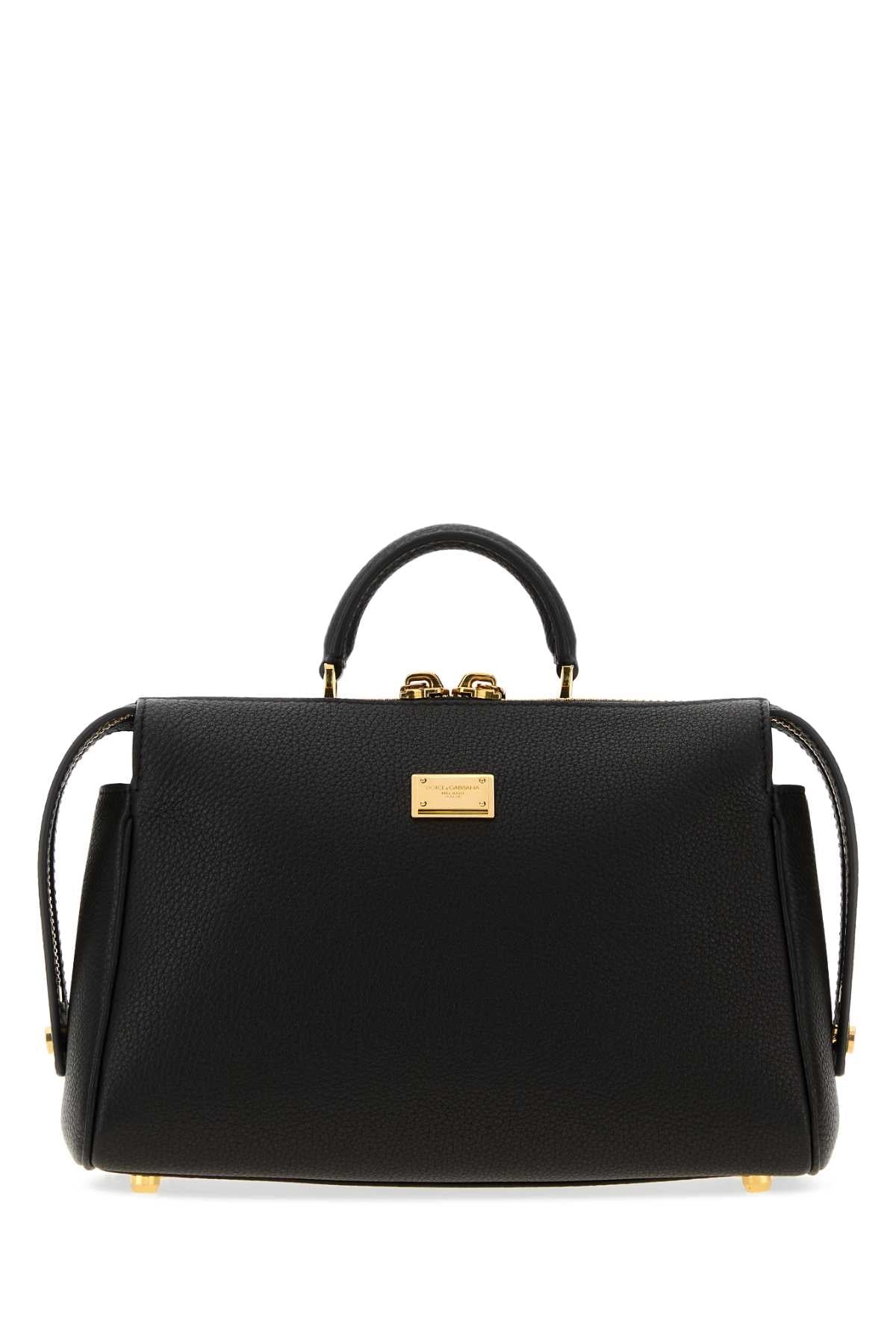 Dolce & Gabbana Pebbled Calf Leather Top Handle Bag — Black