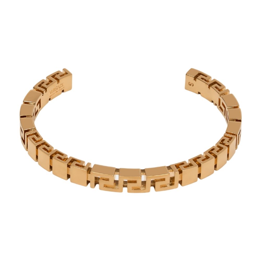 Versace Logo-Engraved Chain Link Bracelet — Gold