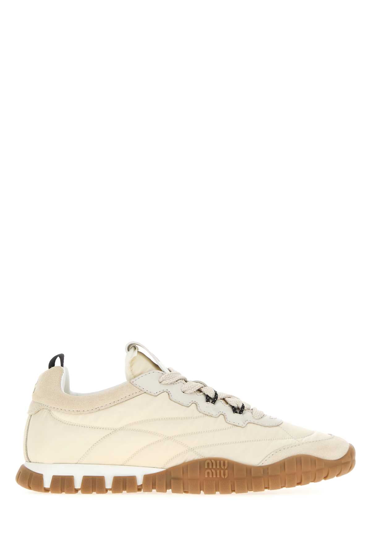 Miu Miu Allacciate Sneaker — Beige