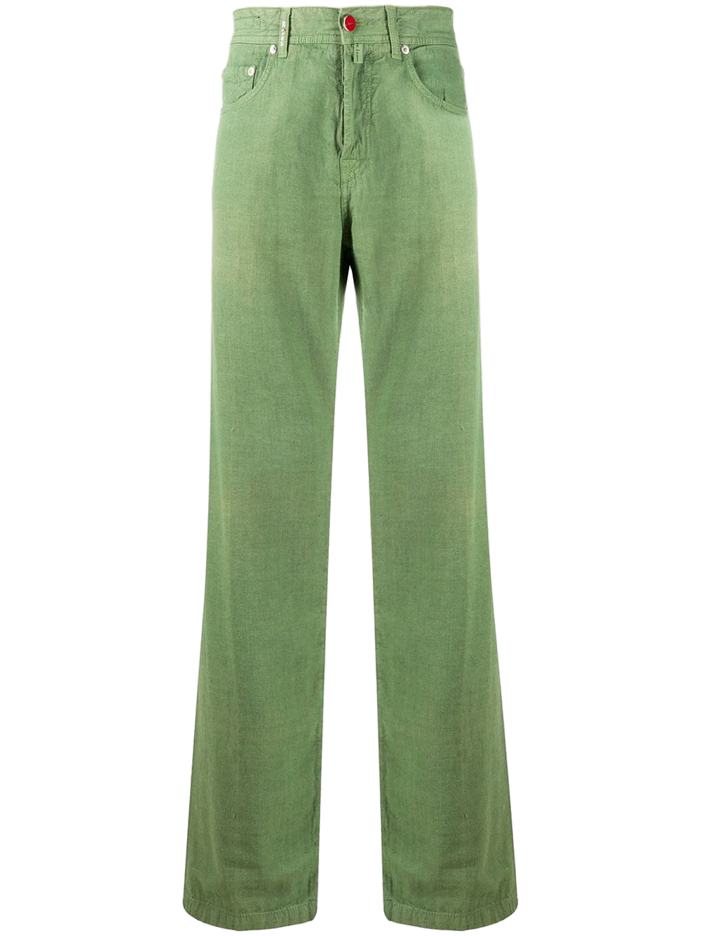 Kiton Cotton-Hemp Blend Straight Leg Jeans — Green