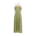 Chloé Lace-Trimmed Silk Dress — Green