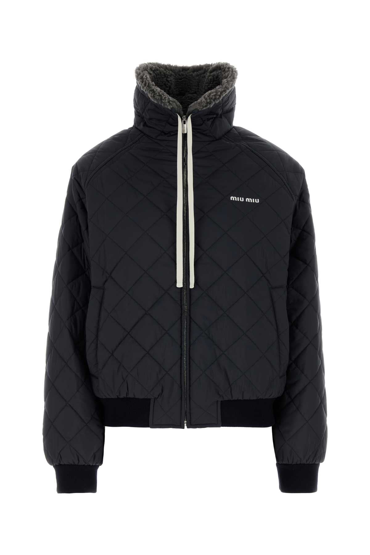 Miu Miu Quilted Recycled Polyester Down Jacket — Navy