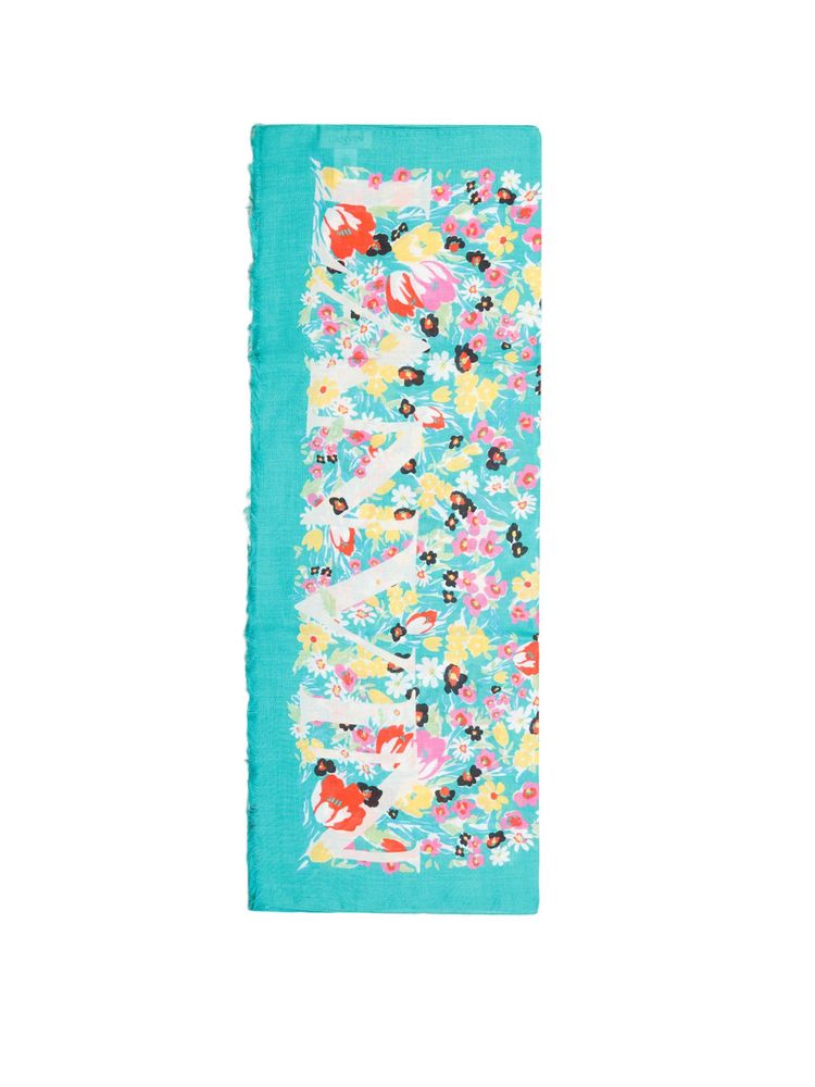 Lanvin Modal-Cashmere Floral Print Scarf — Turquoise