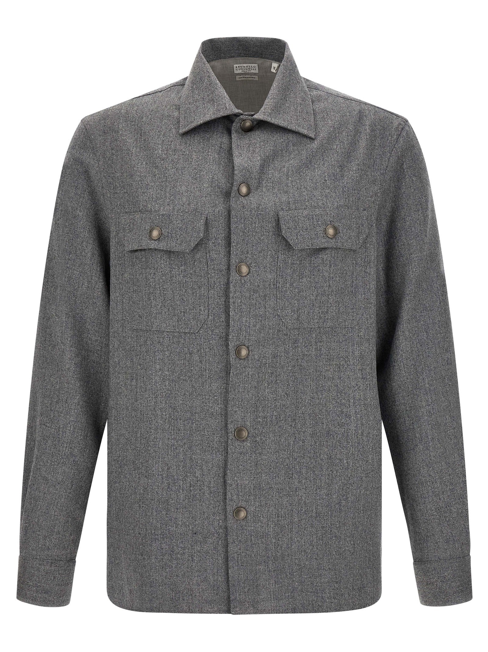 Brunello Cucinelli Virgin Wool Overshirt — Gray