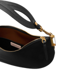 Coccinelle Double Grainy Leather Shoulder Bag — Black