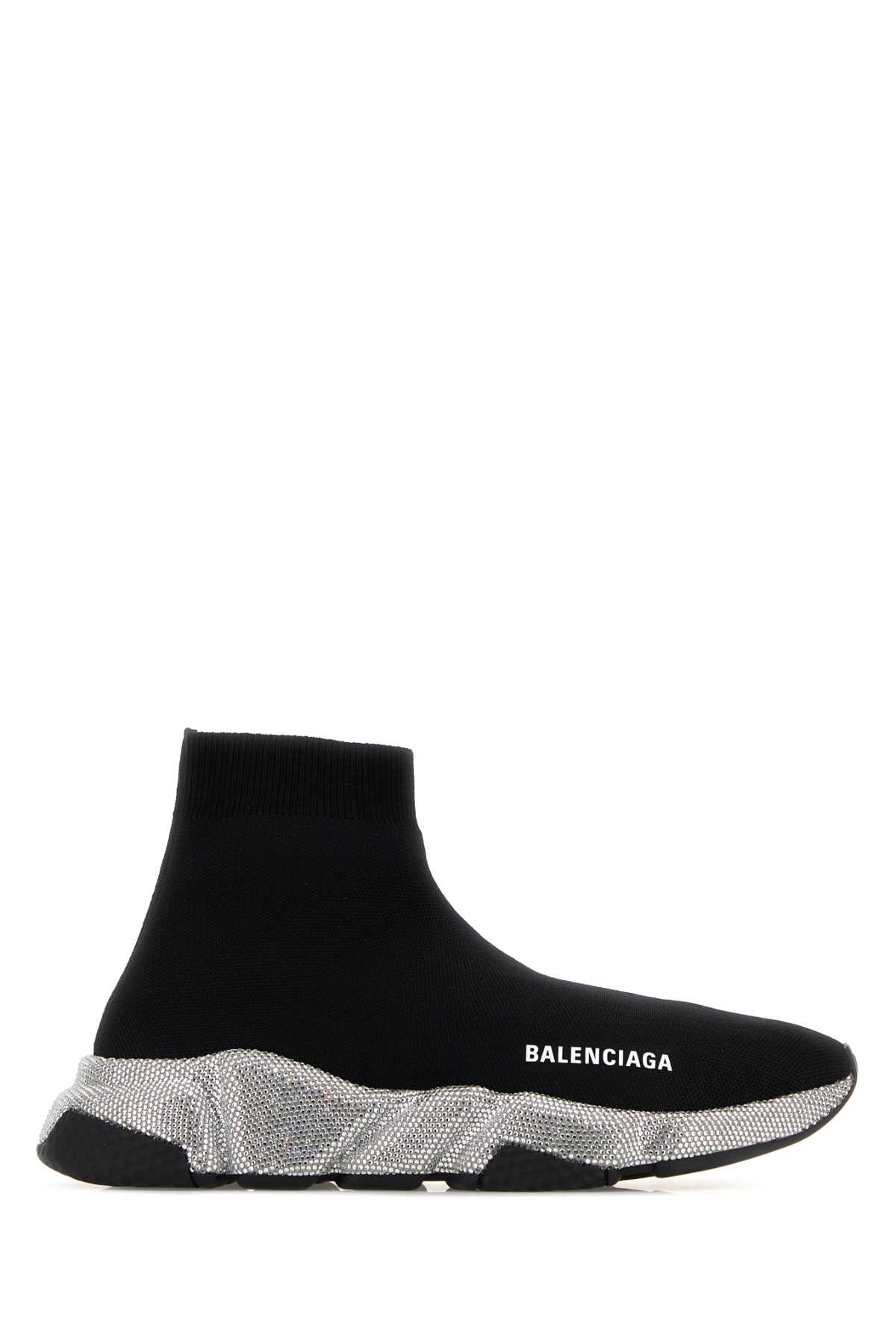 Balenciaga Knit Sock-Top Sneaker — Black