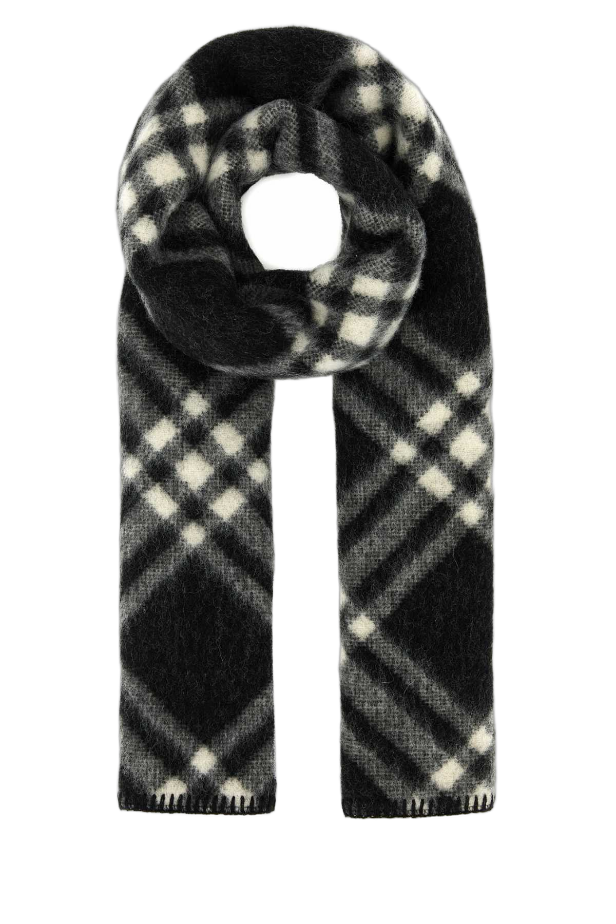 Burberry Wool Check Scarf — Black