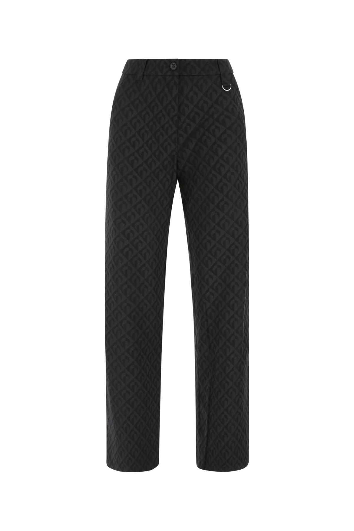 Marine Serre Quilted Diamond-Pattern Trousers — Black