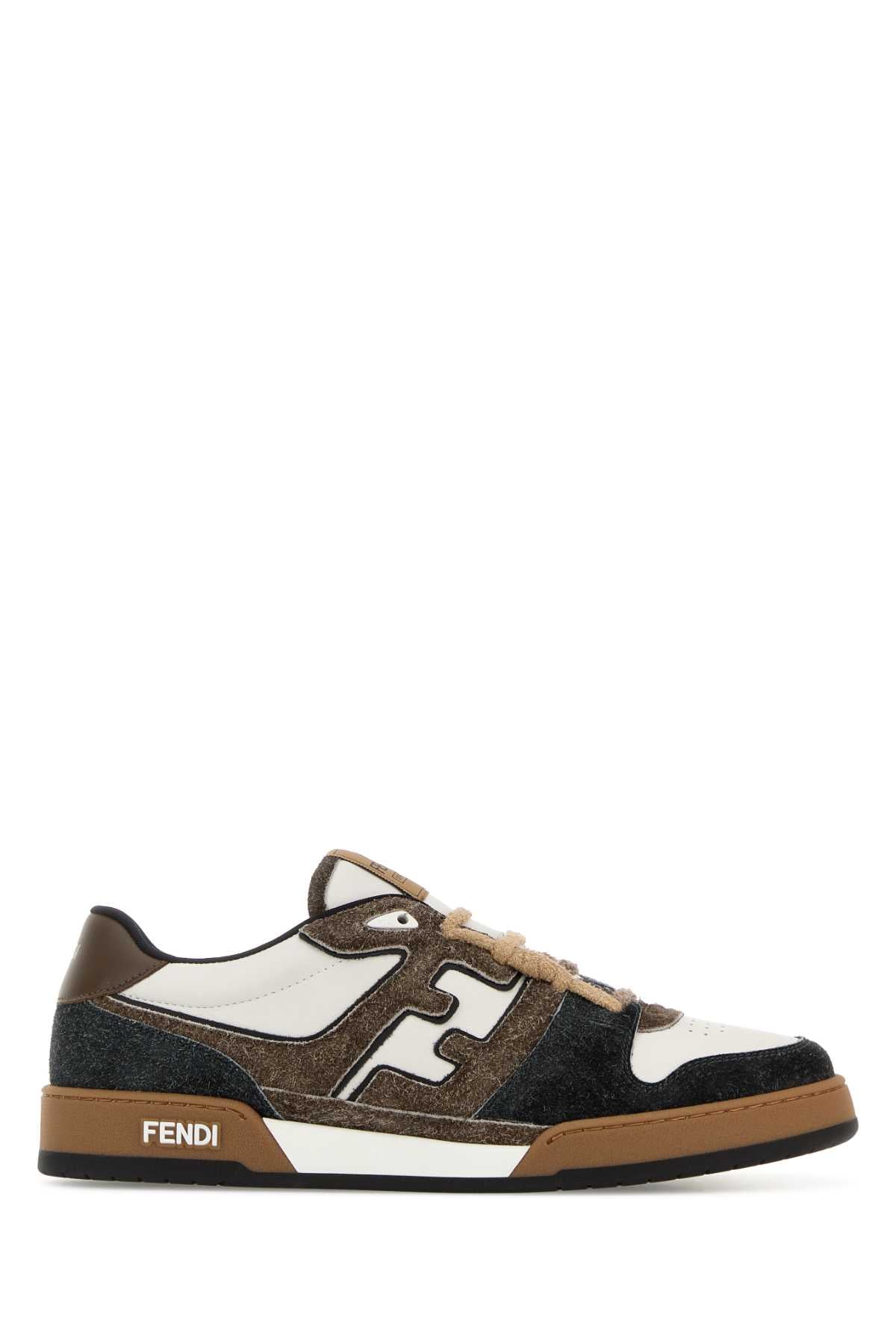 Fendi Leather & Suede Colorblock Sneaker — Multicolor