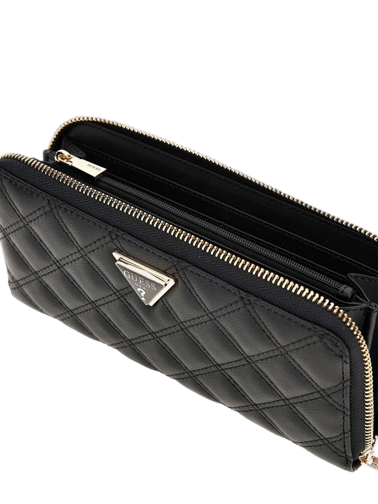 Guess Quilted Polyurethane Wallet — Black