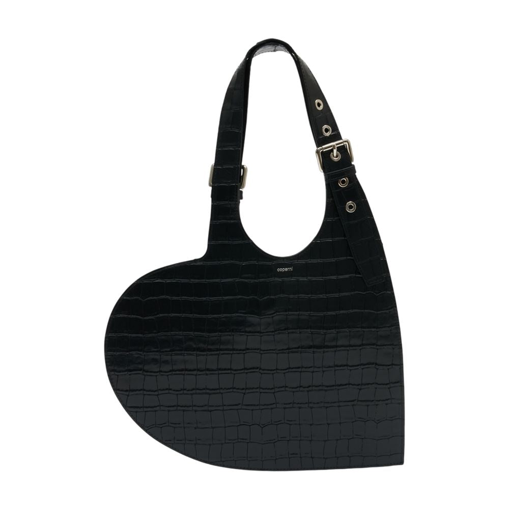 Coperni Croco Belt Heart Shoulder Bag — Black