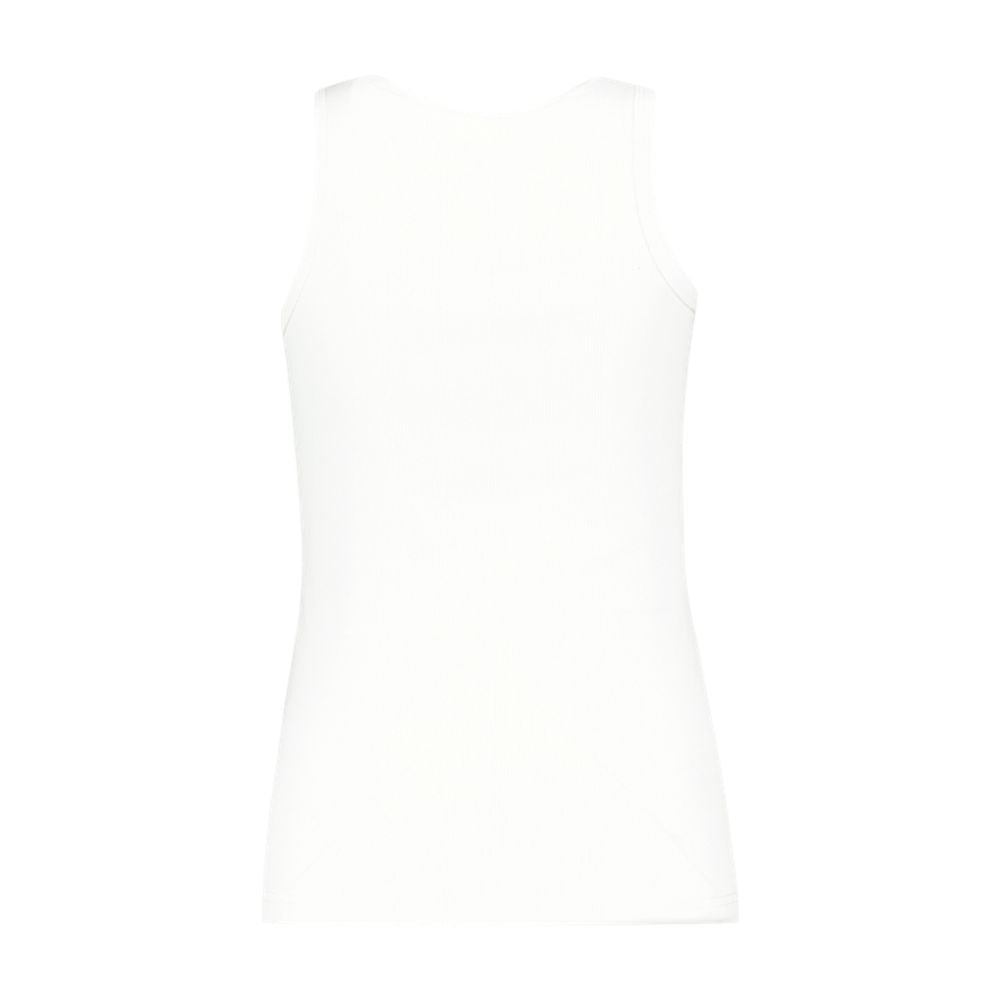 Courreges Ribbed Cotton Tank Top — White
