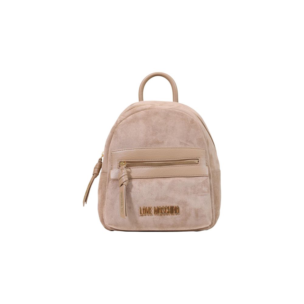 Love Moschino Suede-Effect Polyester Backpack — Beige