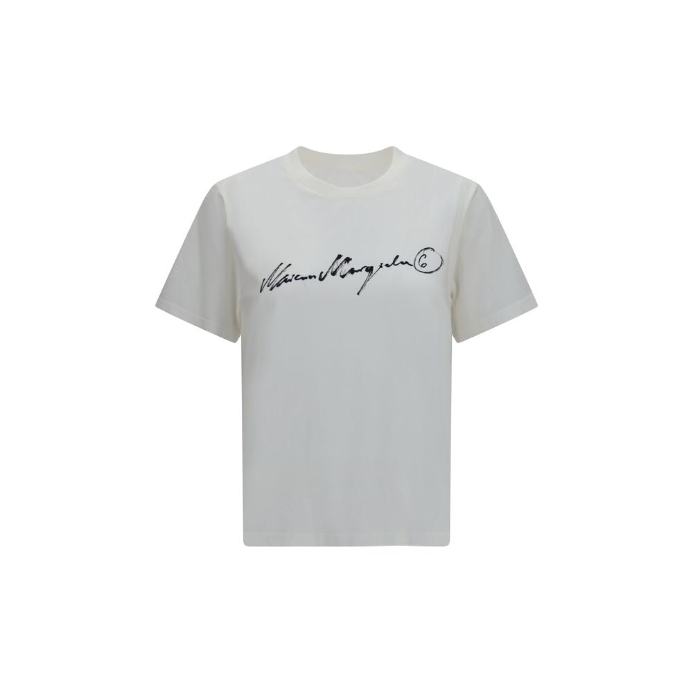 MM6 Maison Margiela Hand-Written Logo Print T-Shirt — White
