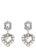 Self-Portrait Crystal Pearl Tiered Heart Earrings — Silver