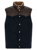 Brunello Cucinelli Wool and Leather Colour-Block Vest — Navy