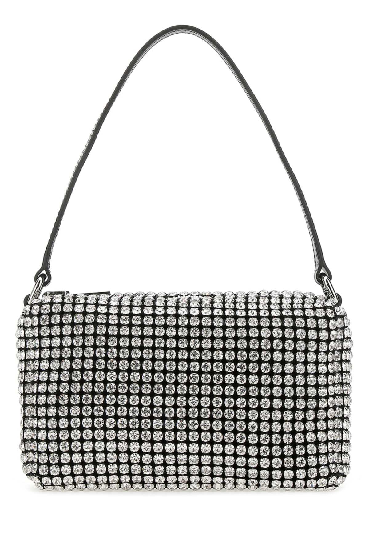Alexander Wang Rhinestone-Studded Shoulder Bag — Silver