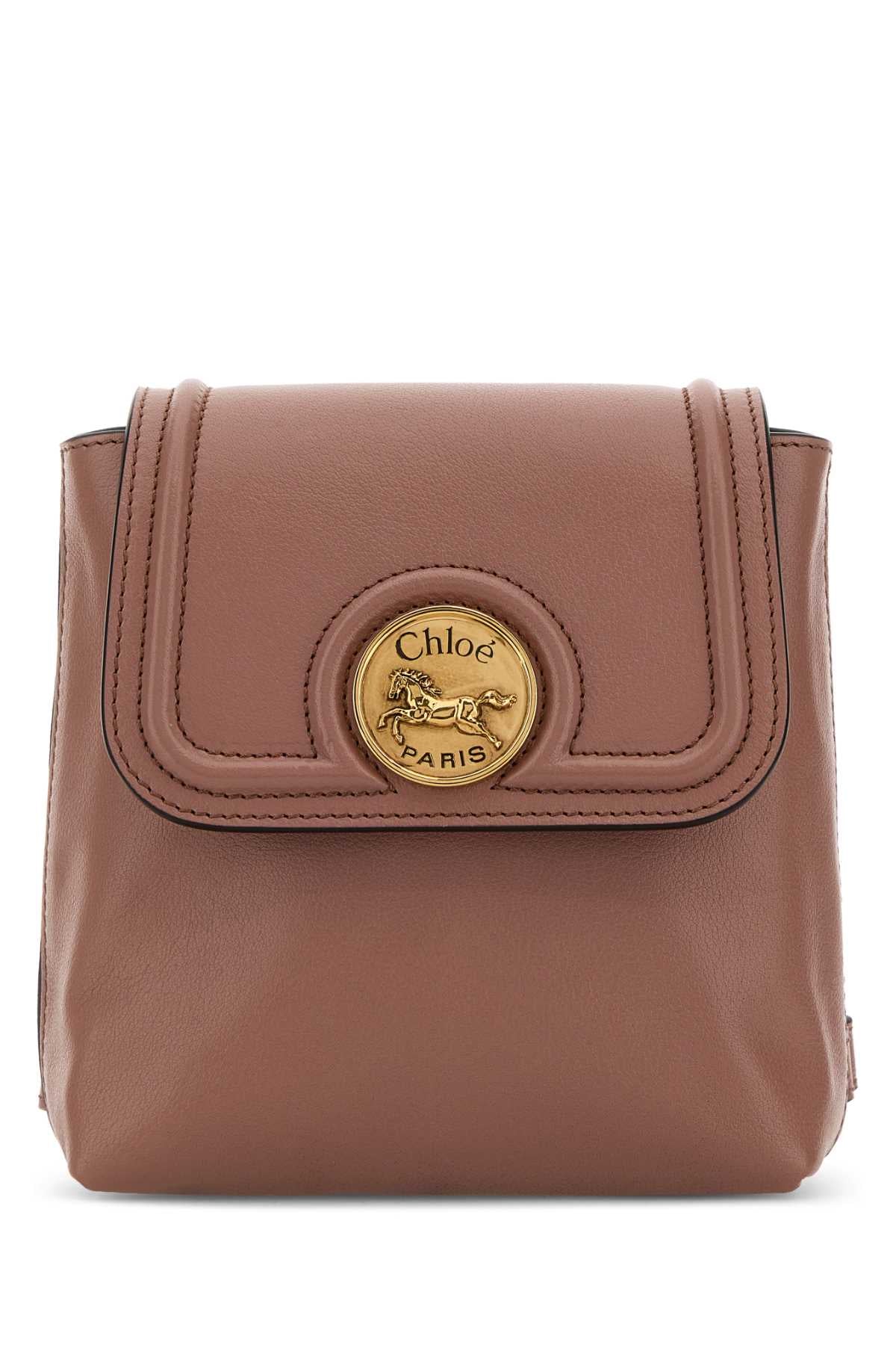 Chloé Leather Horse Medal Backpack — Brown