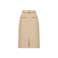 Moncler Belted Pencil Skirt — Beige