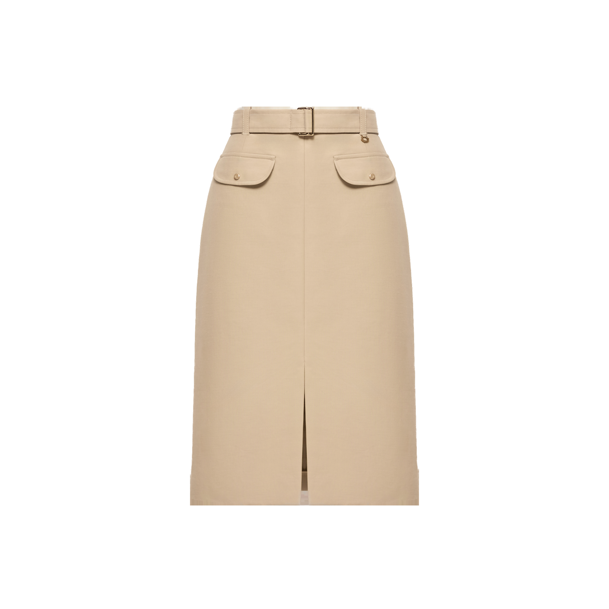 Moncler Belted Pencil Skirt — Beige