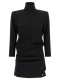 The Attico Viscose Mini with Asymmetrical Drapes Dress — Black