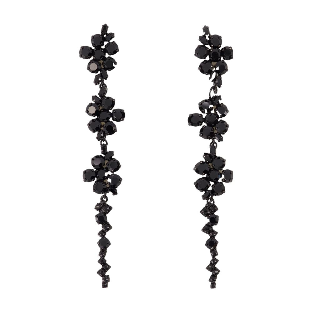 Simone Rocha Floral Black Pearl Drop Earrings — Black