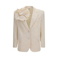 Magda Butrym Removable Floral Appliqué Blazer — Beige