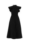 Moschino Ruffled Cap-Sleeve Jersey Dress — Black