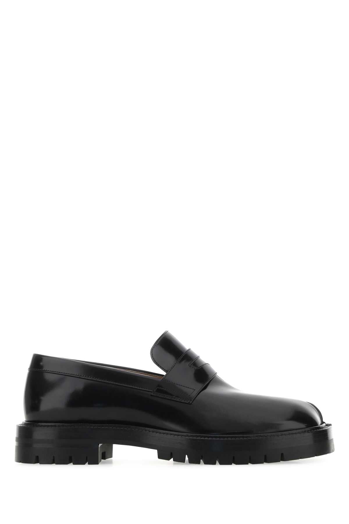Maison Margiela Polished Leather Loafer Flat — Black