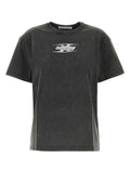 T By Alexander Wang Logo-Printed Cotton T-shirt — Gray