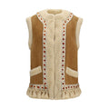 Valentino Garavani Bead & Rhinestone-Embellished Lamb Fur Vest — Beige