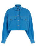 Versace Cropped Cotton Shirt — Blue