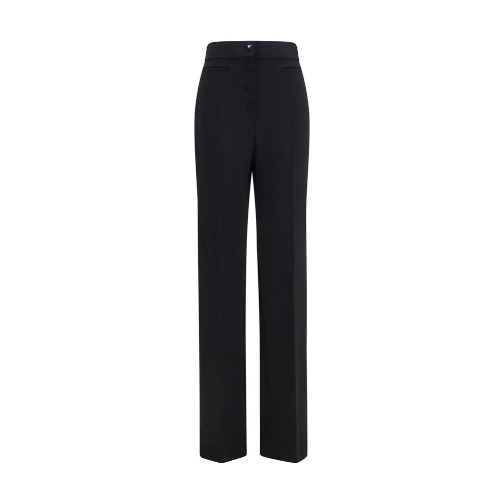 Valentino Garavani Wool Flared Trousers — Black