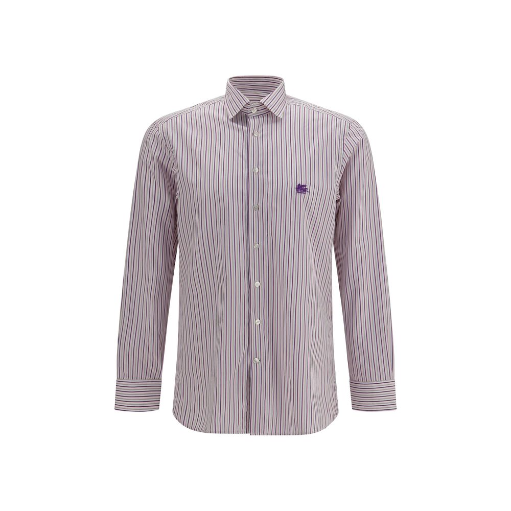 Etro Striped Cotton Shirt — Purple