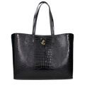 Jimmy Choo Crocodile-Embossed Leather Shoulder Bag — Black