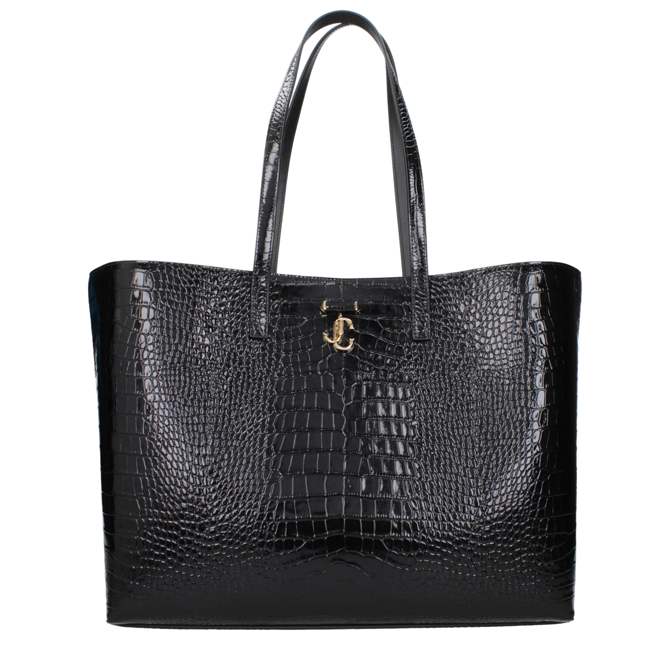 Jimmy Choo Crocodile-Embossed Leather Shoulder Bag — Black