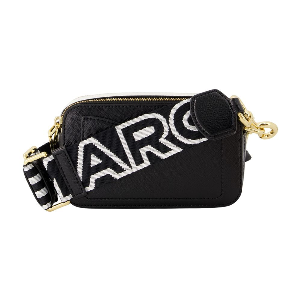 Marc Jacobs Logo-Embroidered Leather Crossbody Bag — Black