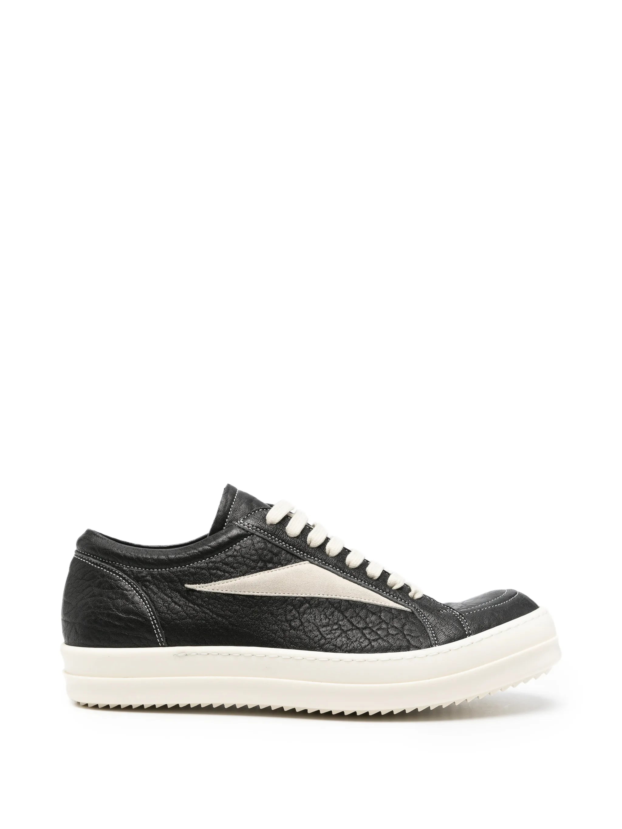 Rick Owens Textured Leather Low-Top Sneaker — Black