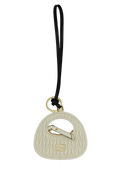 Miu Miu Matelassé Leather Key Case — Beige