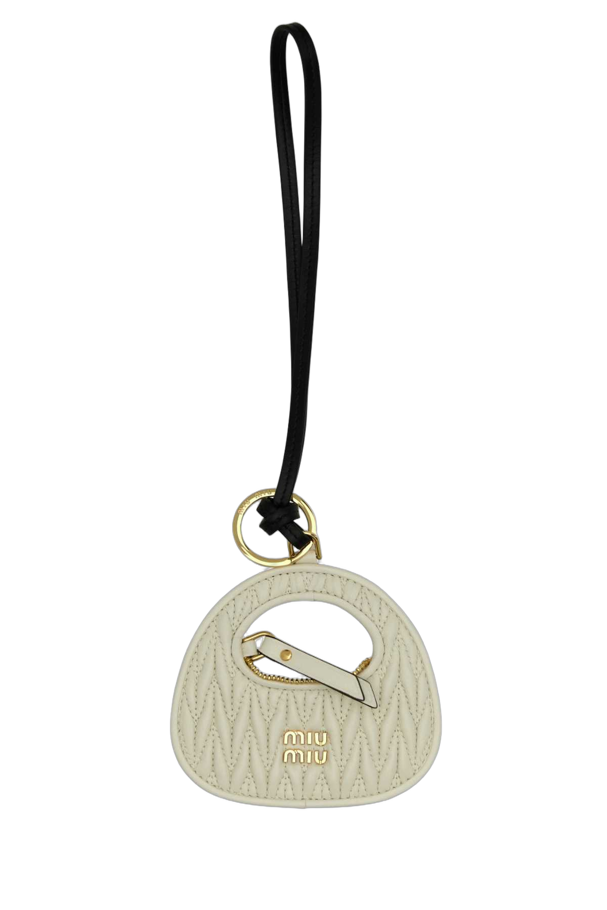 Miu Miu Matelassé Leather Key Case — Beige