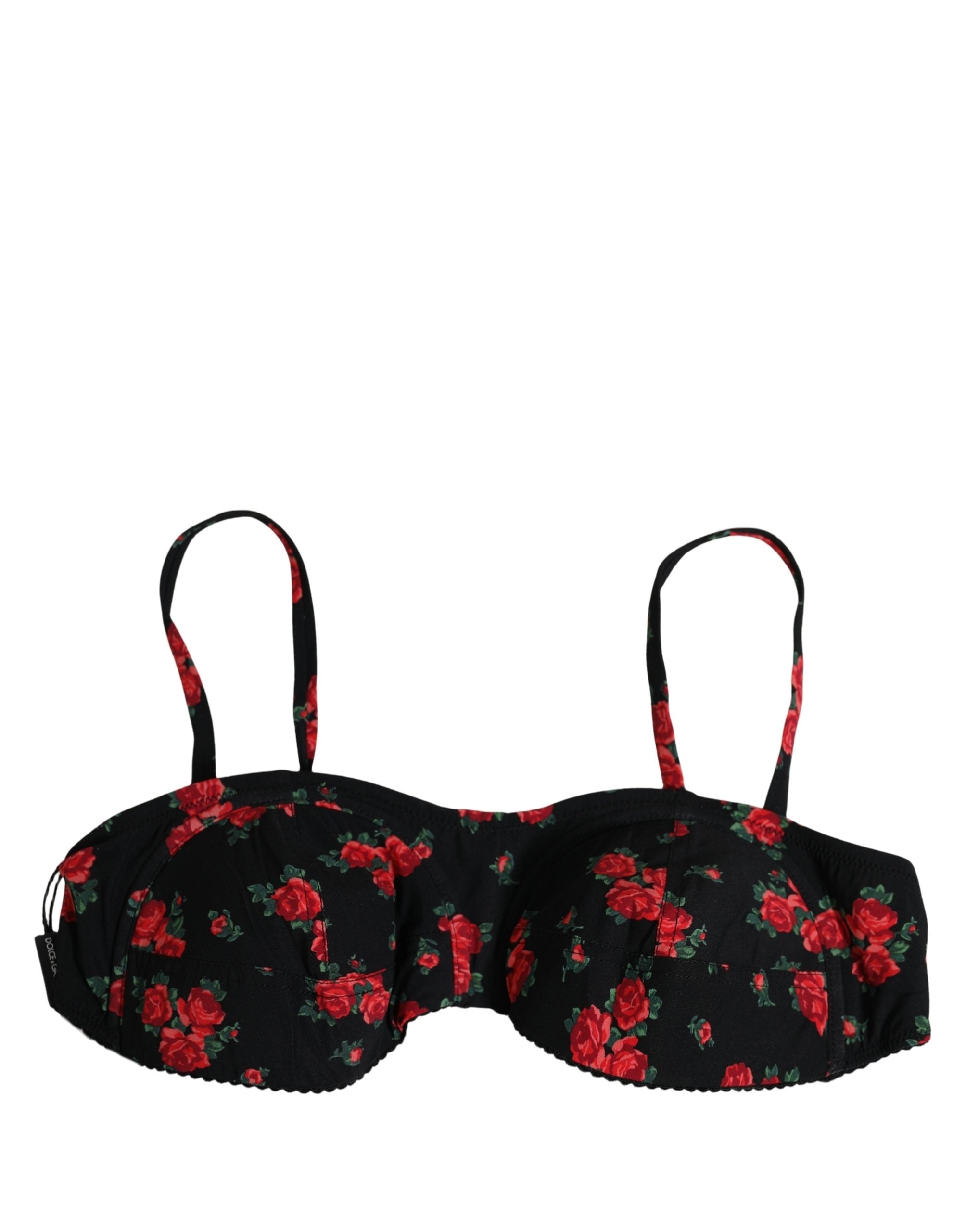 Dolce & Gabbana Floral Print Underwire Bikini Top — Black
