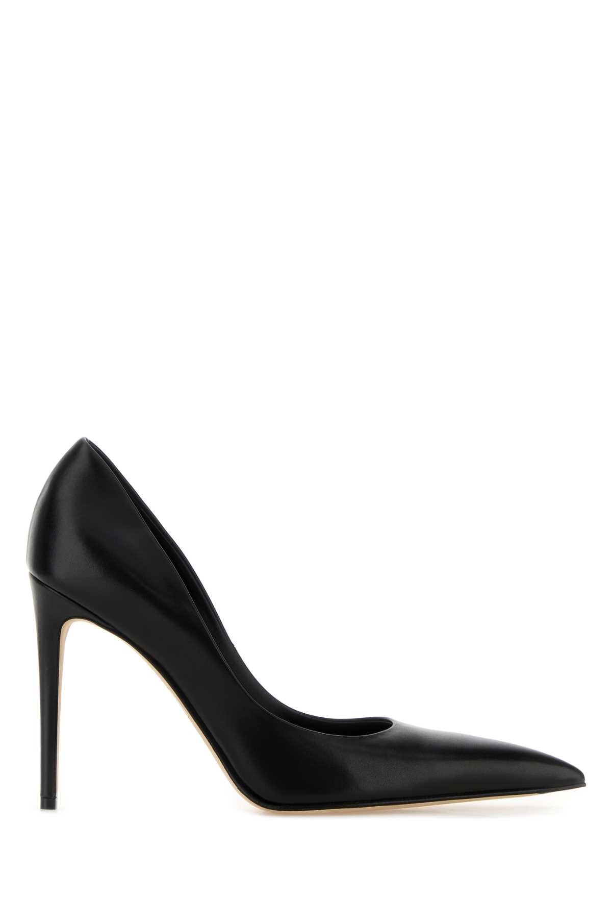 Alexander McQueen Leather Pointed-Toe Stiletto Pump — Black